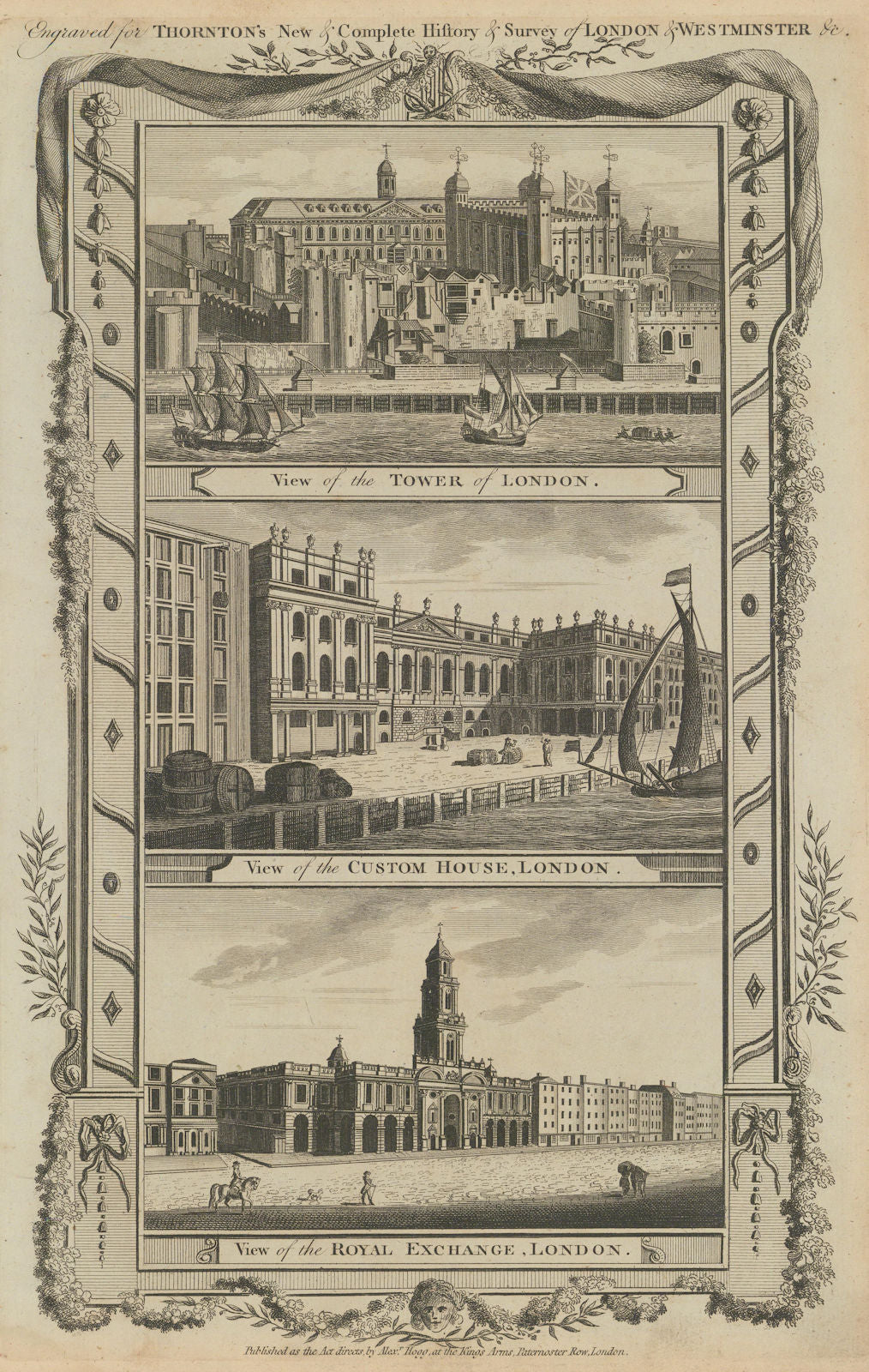 Tower of London. Custom House. Royal Exchange. City of London. THORNTON 1784
